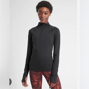 Athleta Black Rainier Half Zip Pullover Running Top, Size Small
